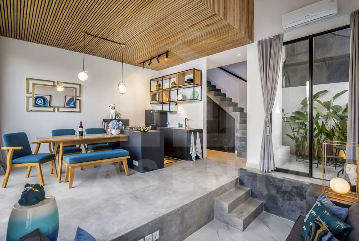 Living area inside stylish 2 bedroom villa in Pererenan