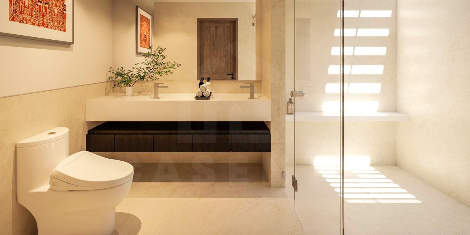 Bathroom inside 2 bedroom authentic Bali villa in Ungasan