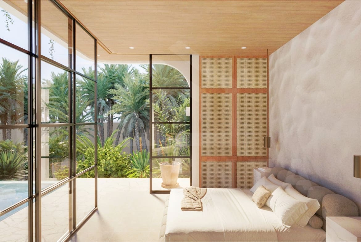 Bedroom inside authentic Mediterranean villa in Ubud