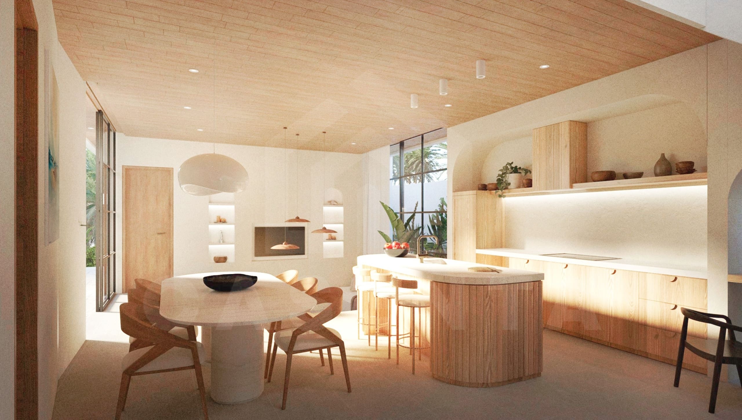 Living area inside authentic Mediterranean villa in Ubud