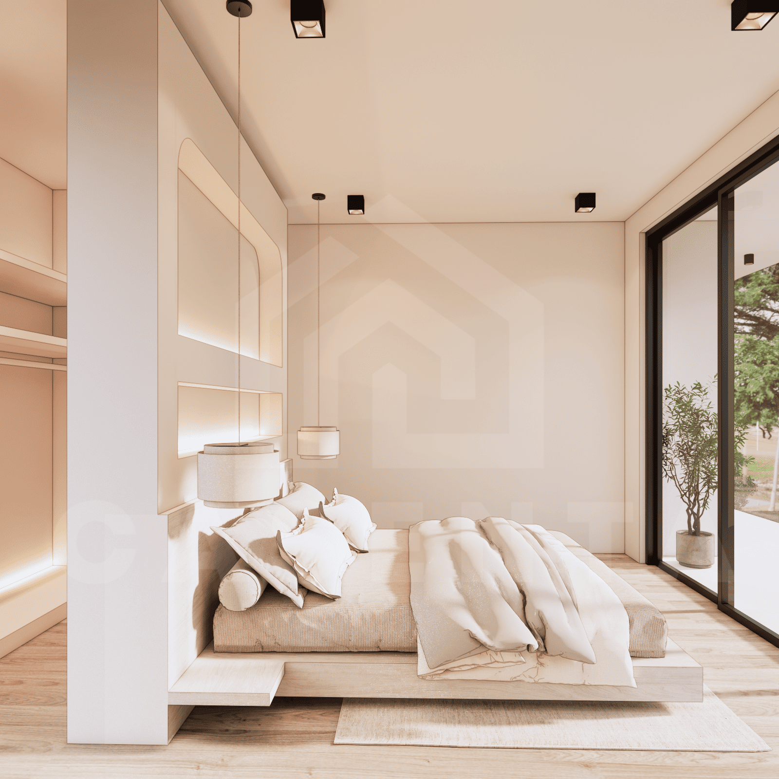 Bedroom inside aesthetic villa in Ungasan