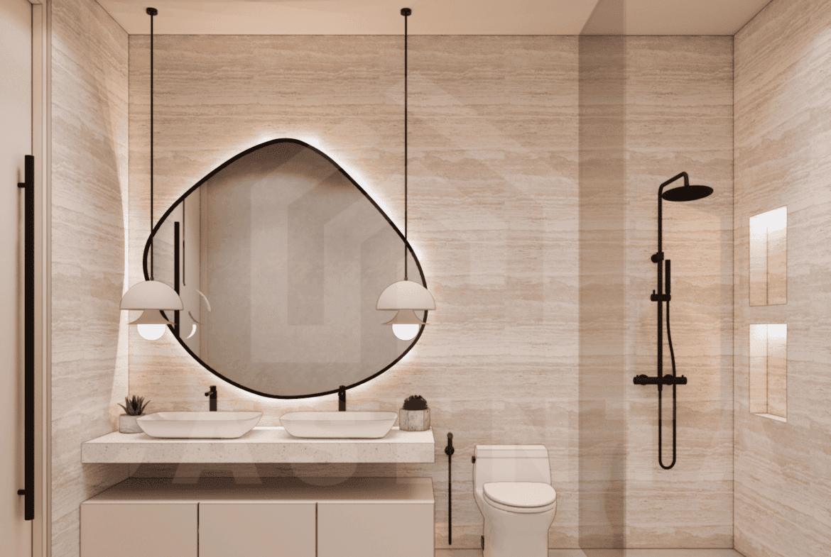 Bathroom inside aesthetic 3 bedroom villa in Ungasan