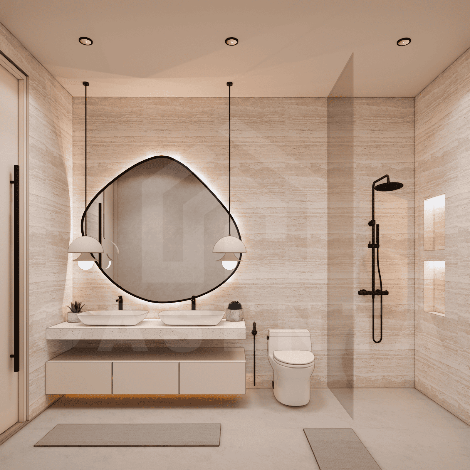 Bathroom inside aesthetic 3 bedroom villa in Ungasan