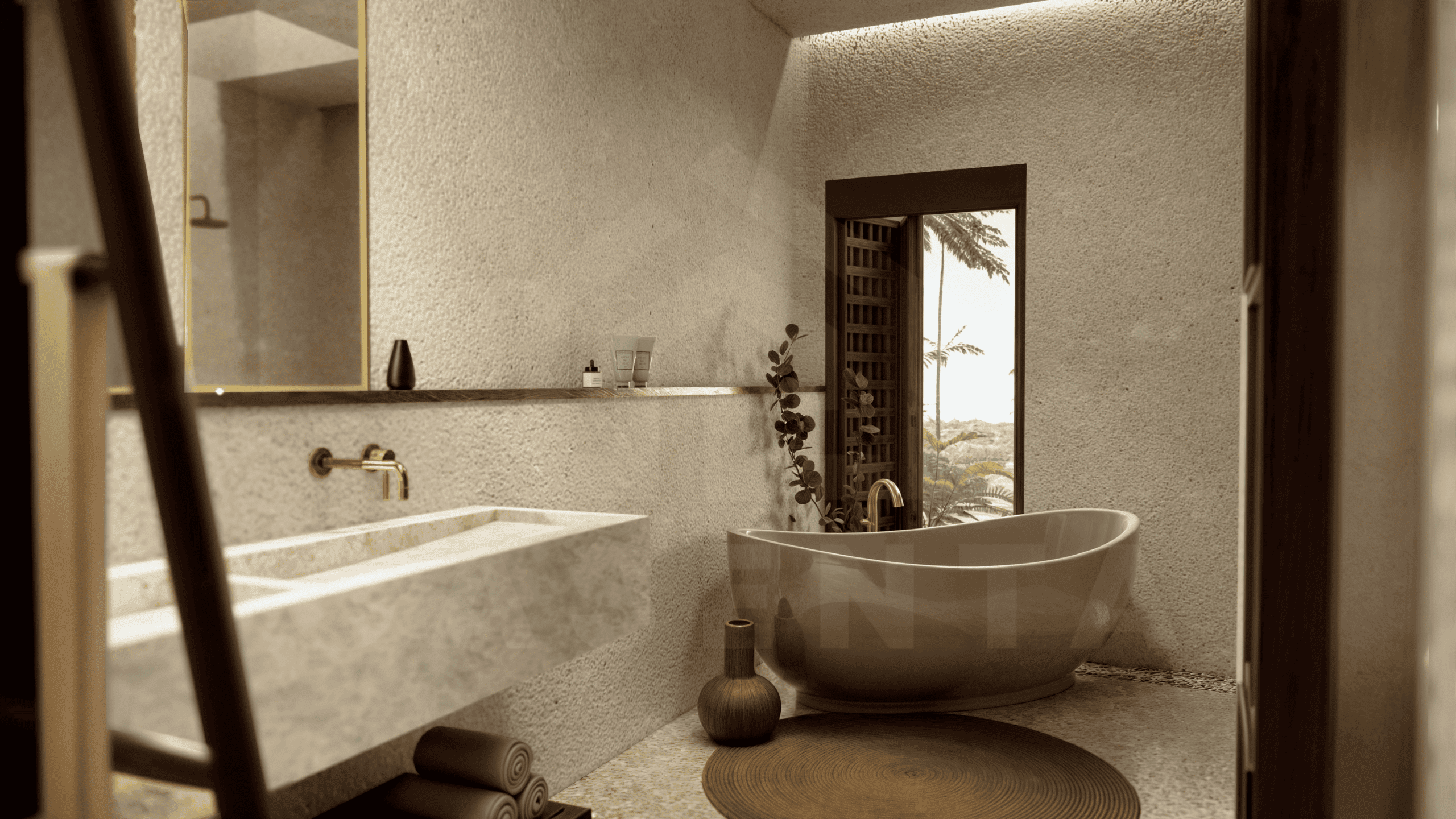 Bathroom inside an appealing 1 bedroom villa in Uluwatu