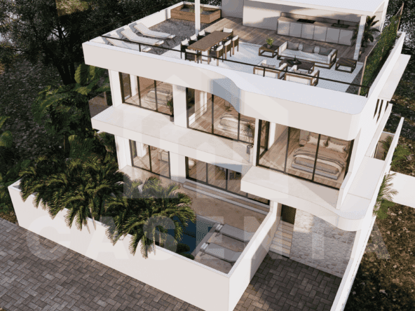 Aerial view of aesthetic 3 bedroom villa in Ungasan