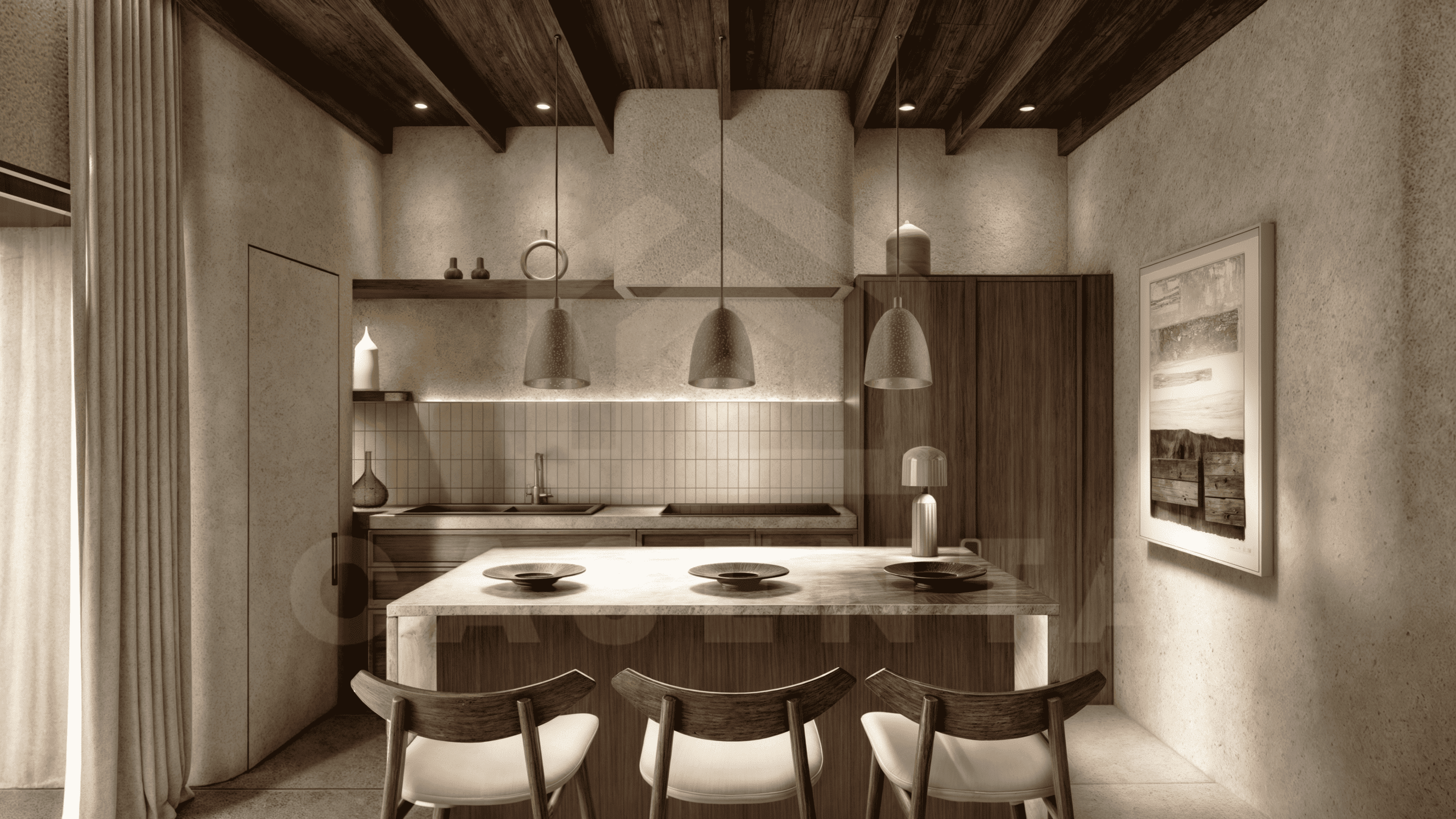 Kitchen inside an appealing 1 bedroom villa in Uluwatu