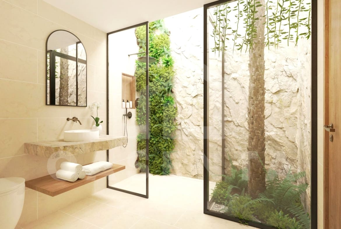 Bathroom inside studio for investment in Ubud