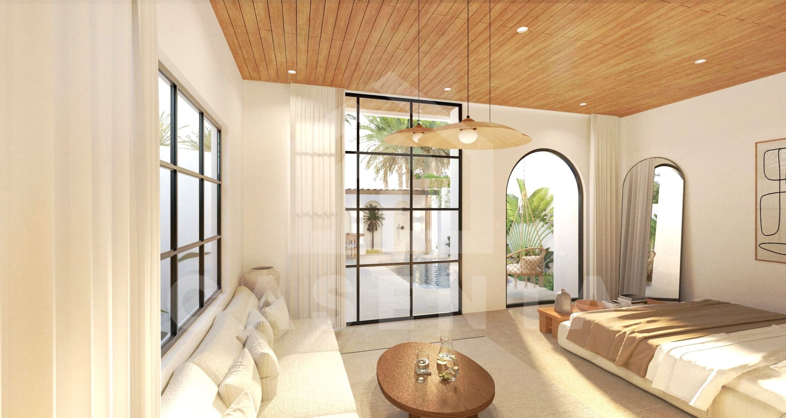 Living area inside studio for investment in Ubud