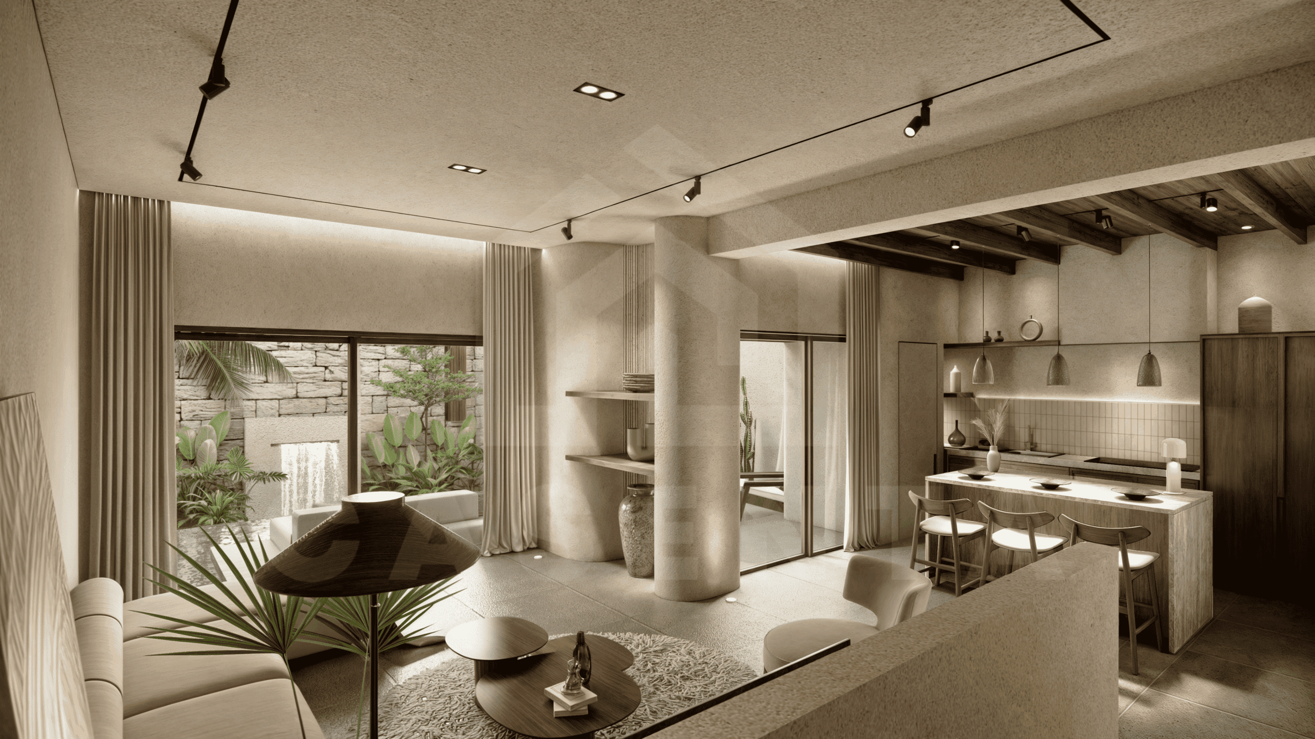 Living area inside an appealing 1 bedroom villa in Uluwatu