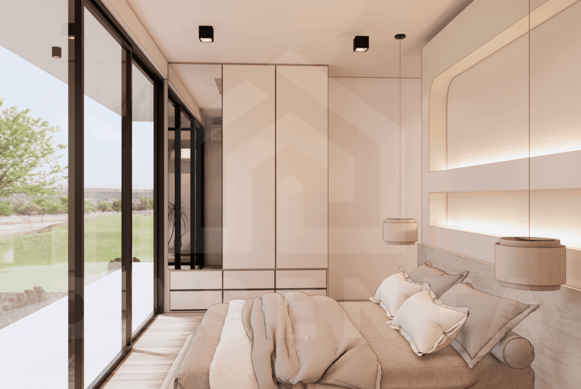 Bedroom inside aesthetic villa in Ungasan