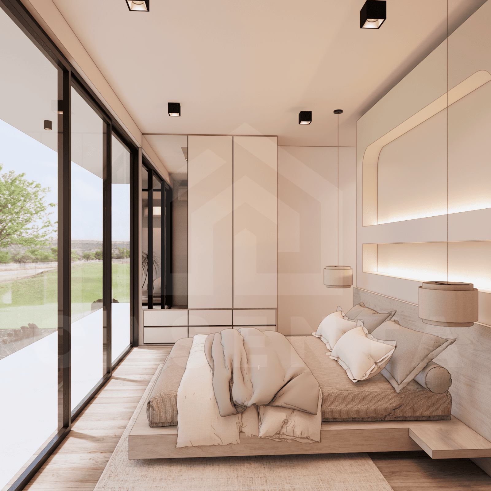 Bedroom inside aesthetic villa in Ungasan