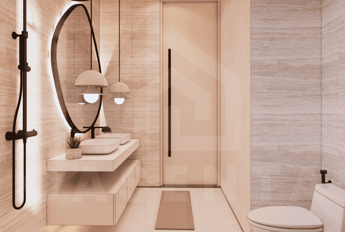 Bathroom inside aesthetic 3 bedroom villa in Ungasan