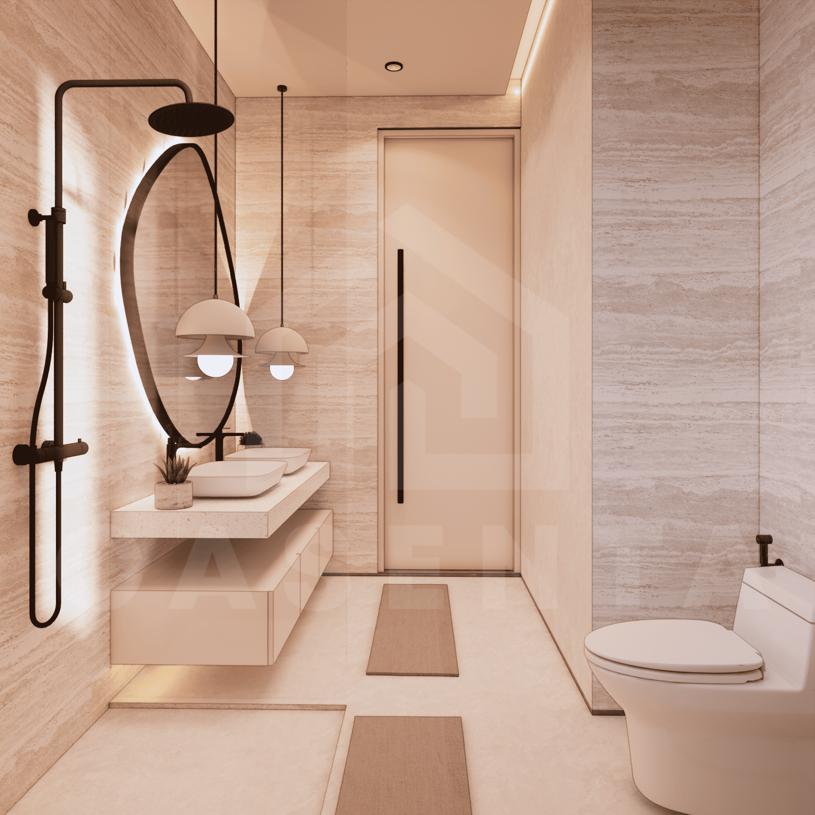 Bathroom inside aesthetic 3 bedroom villa in Ungasan