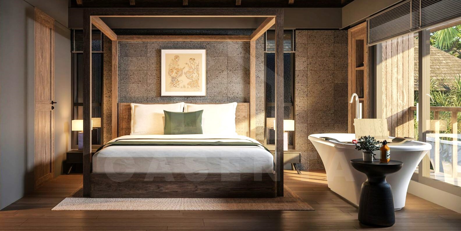 Bedroom inside authentic Bali villa in Ungasan