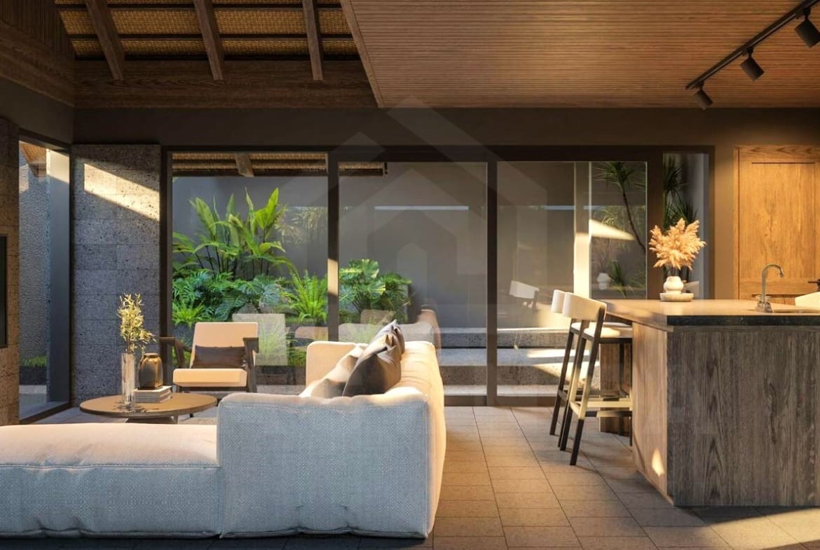 Living area inside 2 bedroom authentic Bali villa in Ungasan