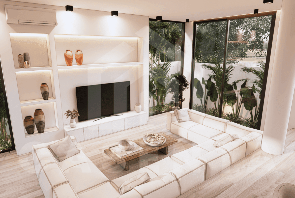 Living area inside aesthetic 3 bedroom villa in Ungasan