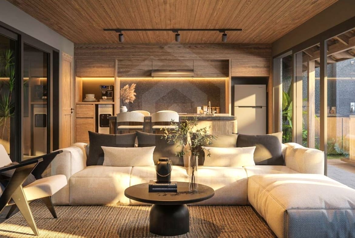 Living area inside 2 bedroom authentic Bali villa in Ungasan