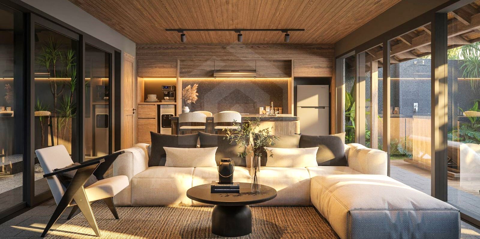 Living area inside 2 bedroom authentic Bali villa in Ungasan