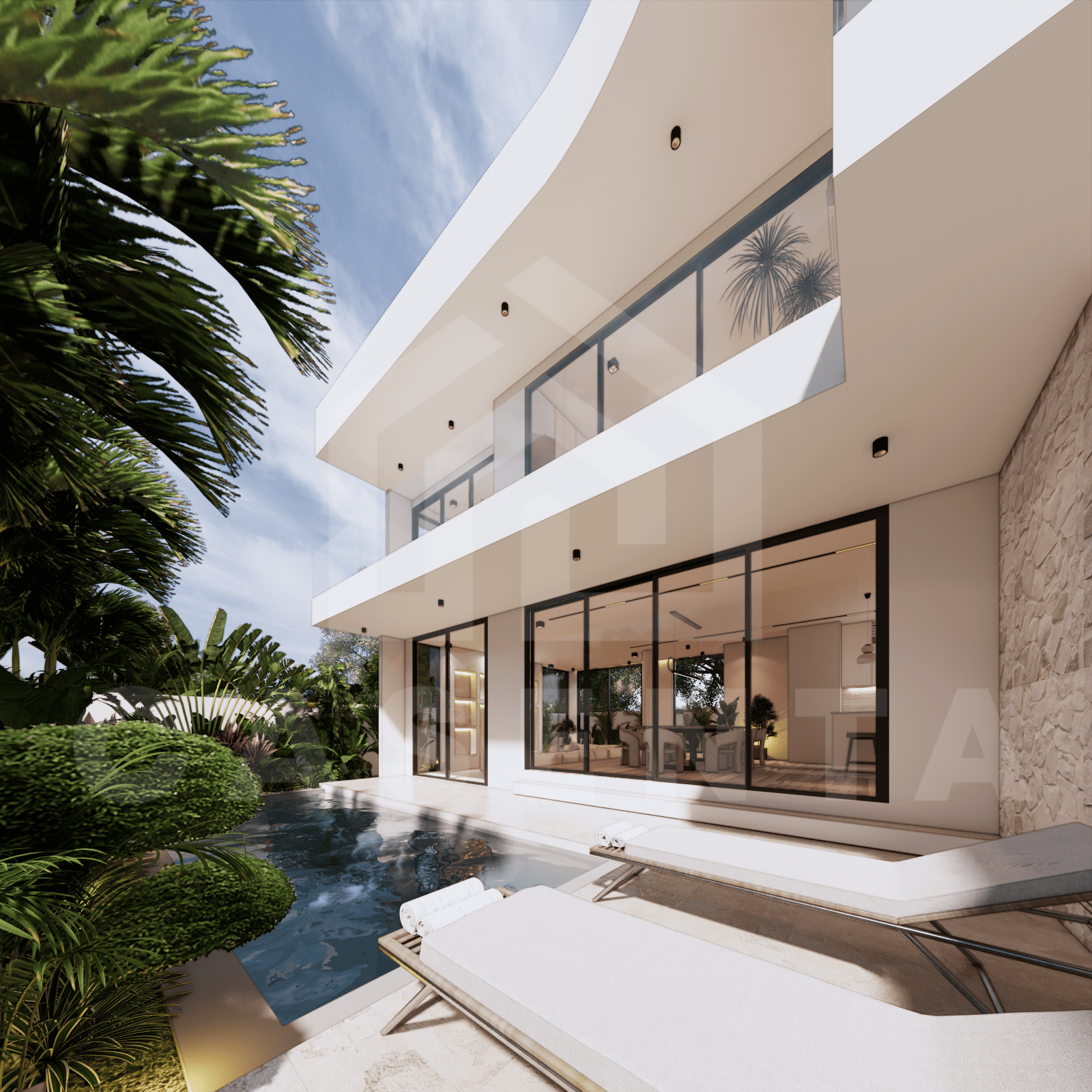 Outdoor area inside aesthetic 3 bedroom villa in Ungasan