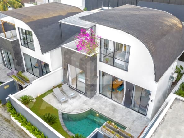 Bird's eye view of a stylish 2 bedroom villa in Pererenan