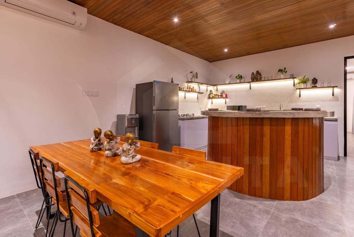Kitchen/dining area inside stylish 2 bedroom villa in Seseh