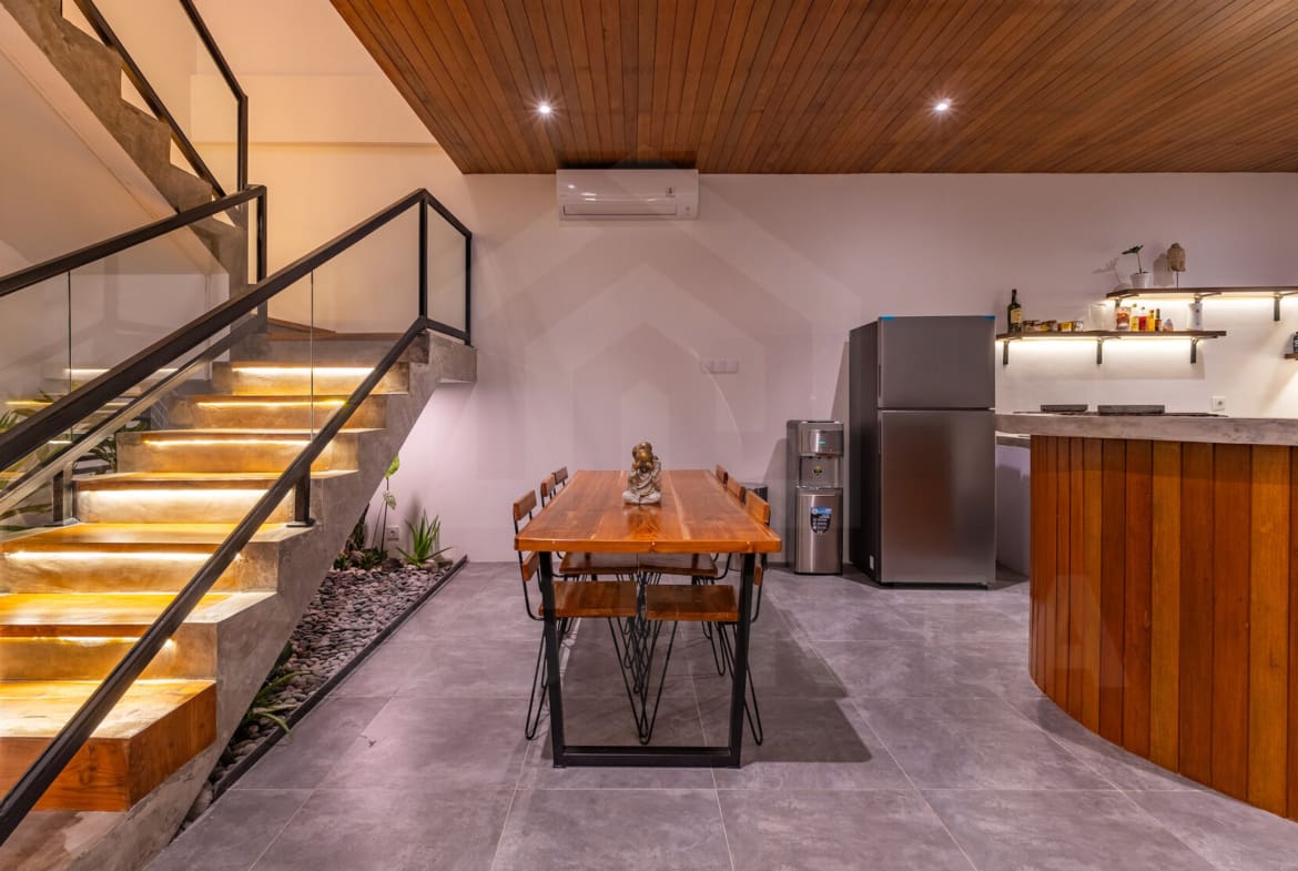 Dining area inside stylish 2 bedroom villa in Seseh