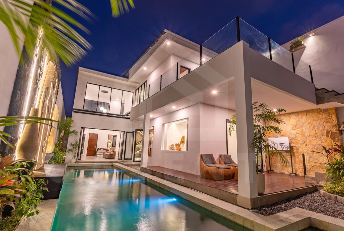 Outdoor area inside stylish 2 bedroom villa in Seseh