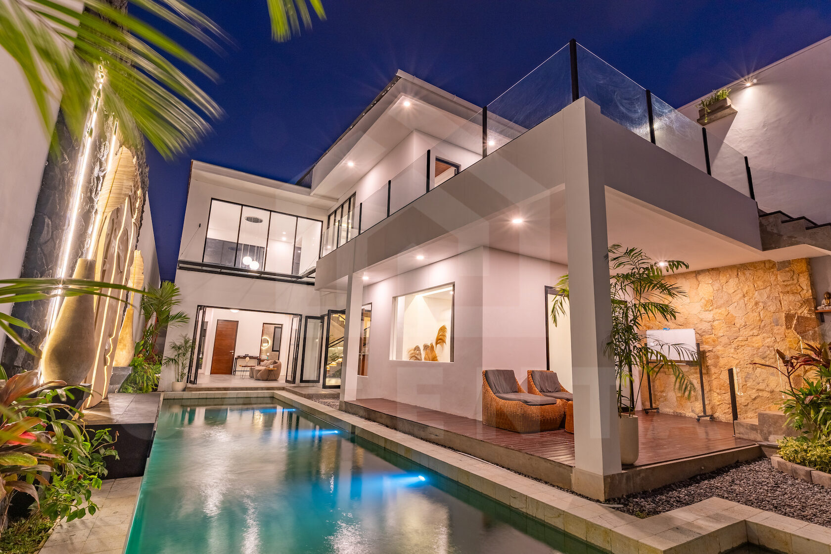 Outdoor area inside stylish 2 bedroom villa in Seseh