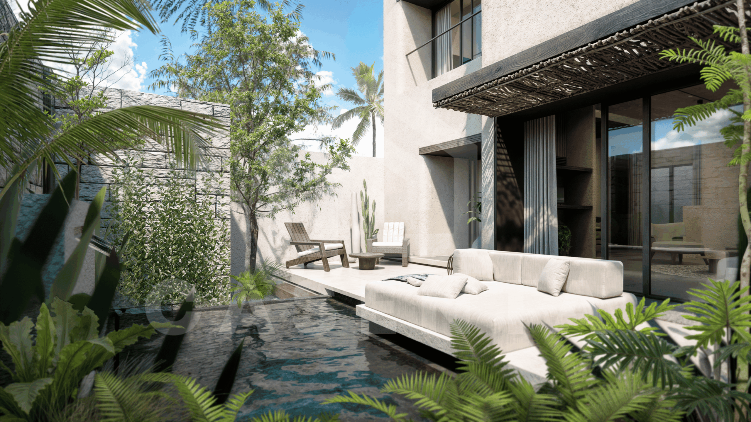 Outdoor area inside an appealing 1 bedroom villa in Uluwatu