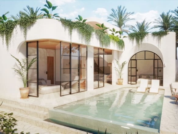 Outdoor area inside authentic Mediterranean villa in Ubud