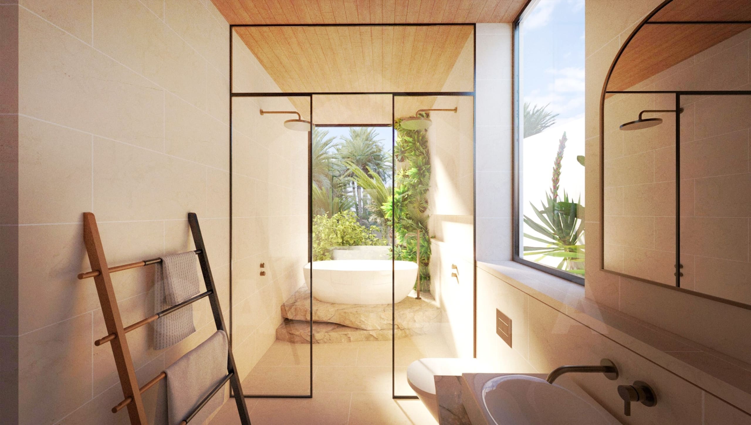 Bathroom inside authentic Mediterranean villa in Ubud