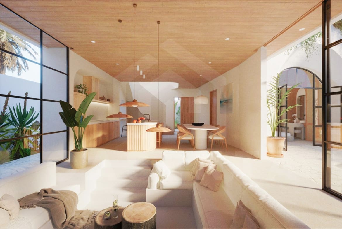 Living area inside authentic Mediterranean villa in Ubud