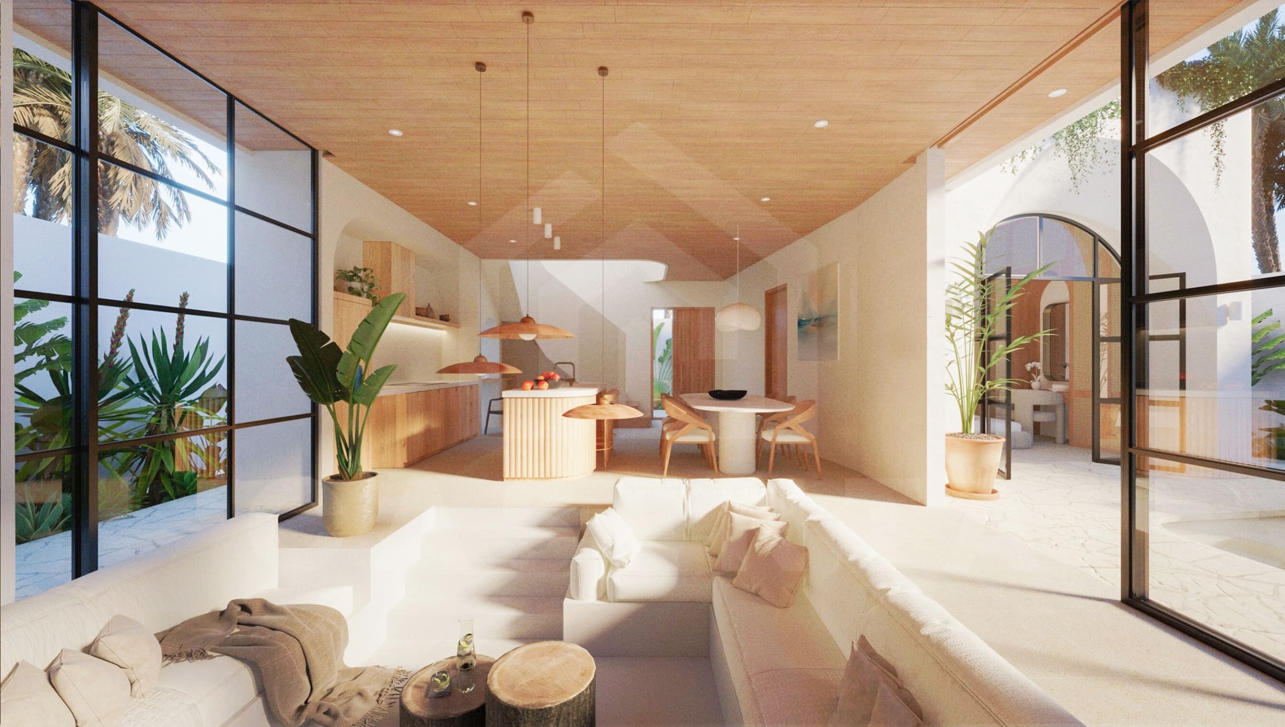 Living area inside authentic Mediterranean villa in Ubud