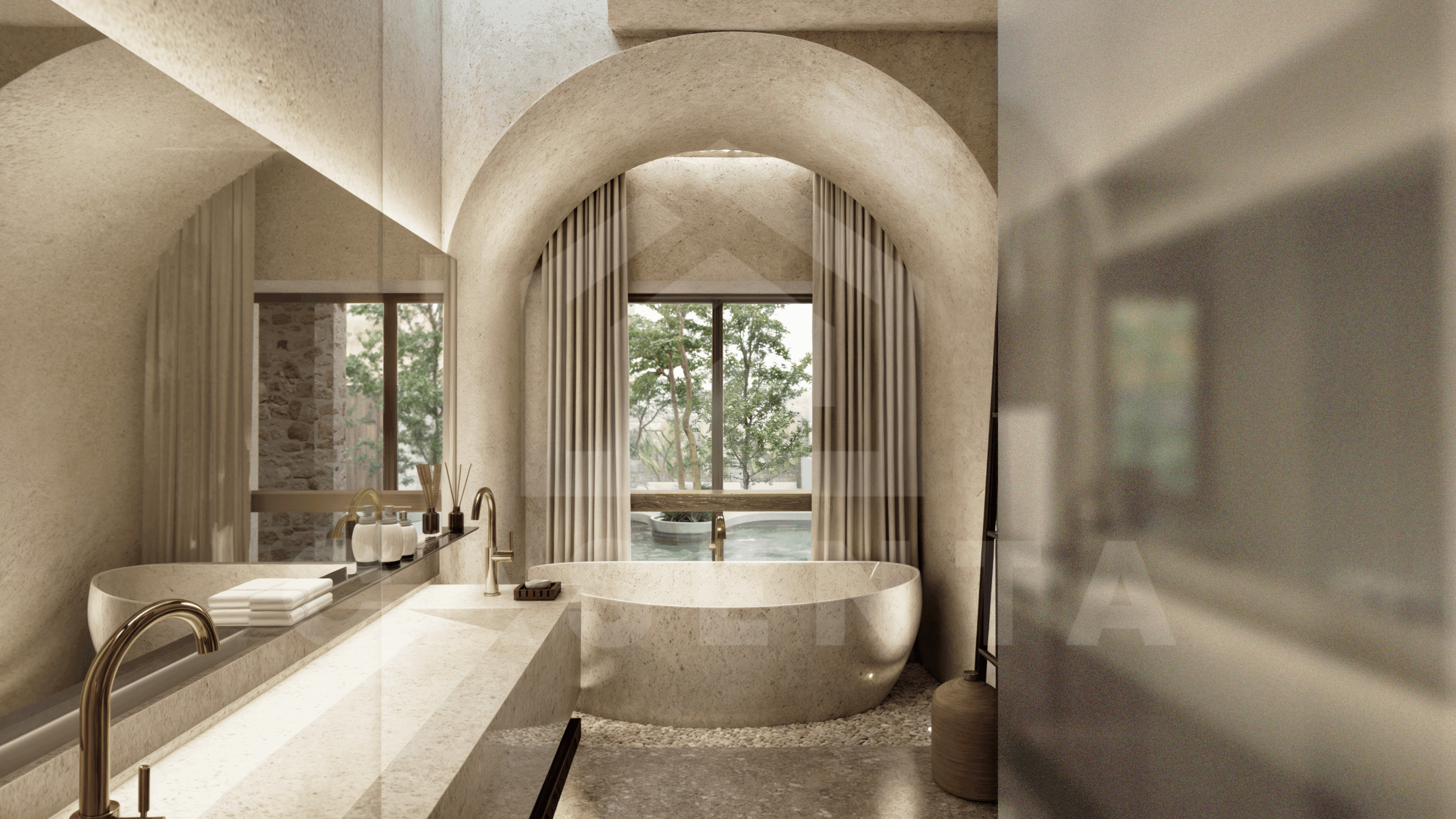 Bathroom inside tasteful 3 bedroom villa in Uluwatu