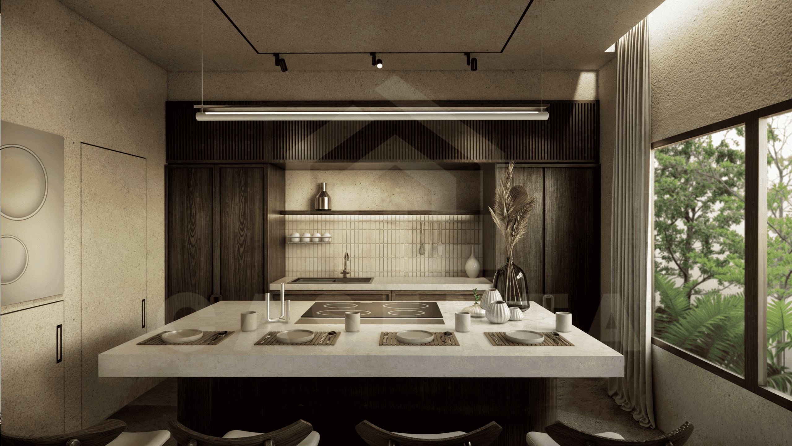 Kitchen inside tasteful 3 bedroom villa in Uluwatu