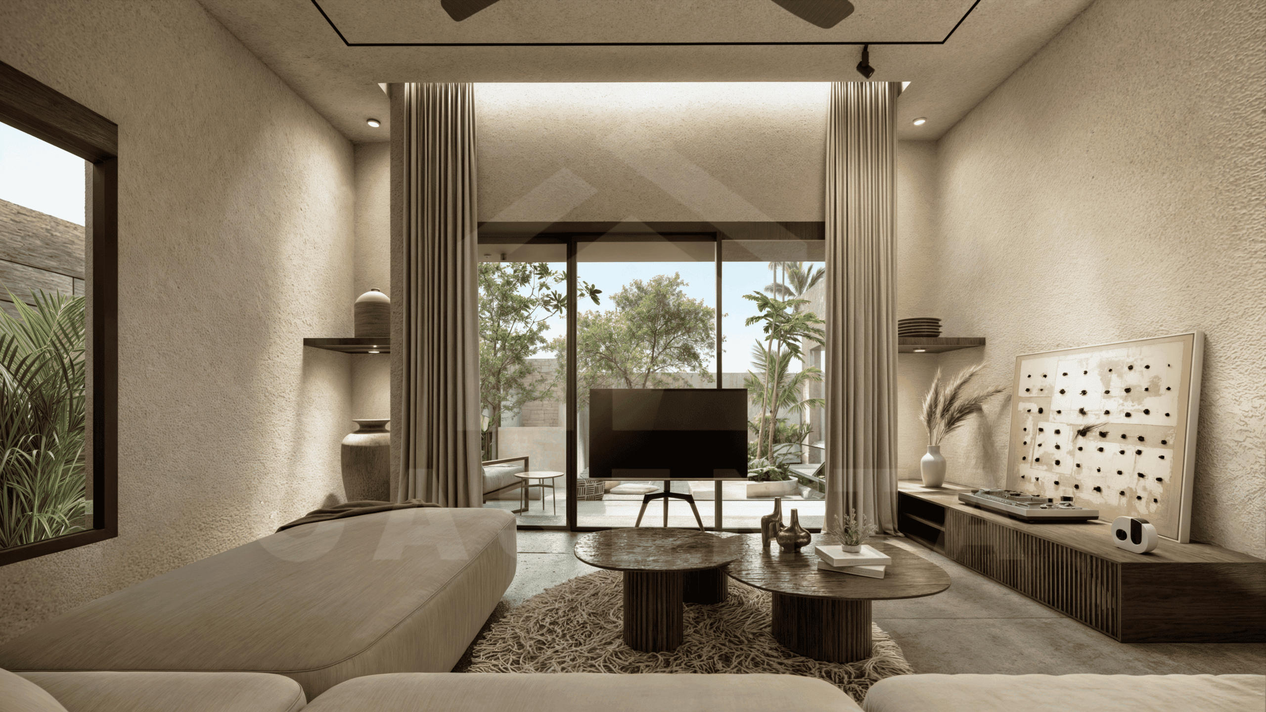 Living area inside tasteful 3 bedroom villa in Uluwatu