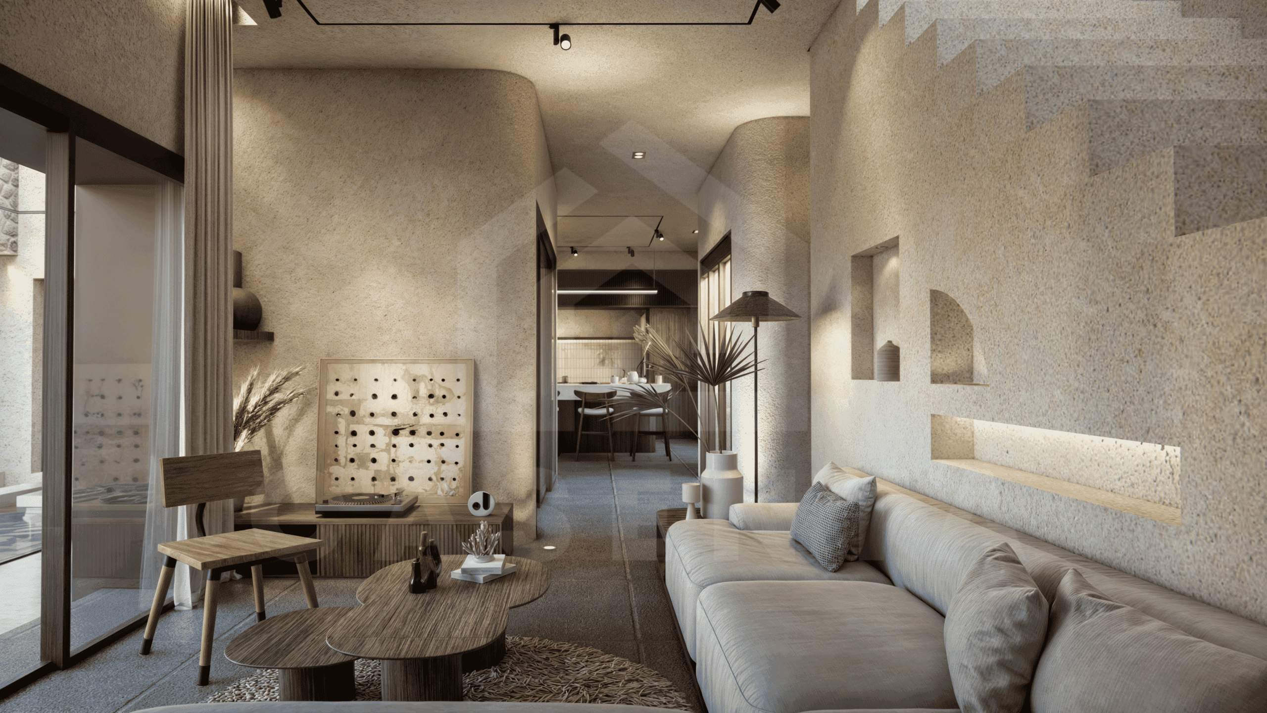 Living area inside tasteful 3 bedroom villa in Uluwatu