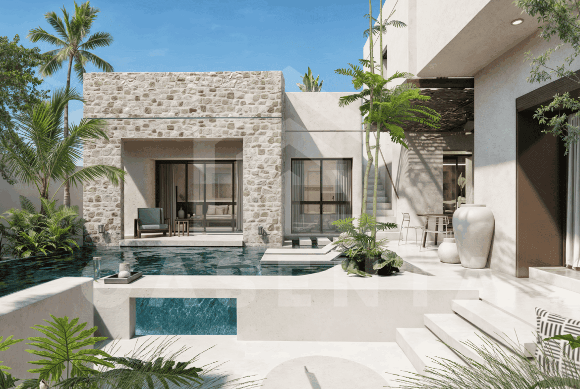 Outdoor area inside tasteful 3 bedroom villa in Uluwatu