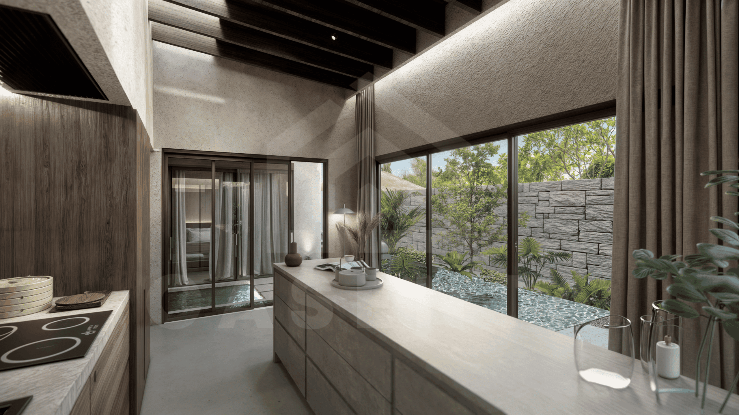 Kitchen inside stunning 2 bedroom villa in Uluwatu