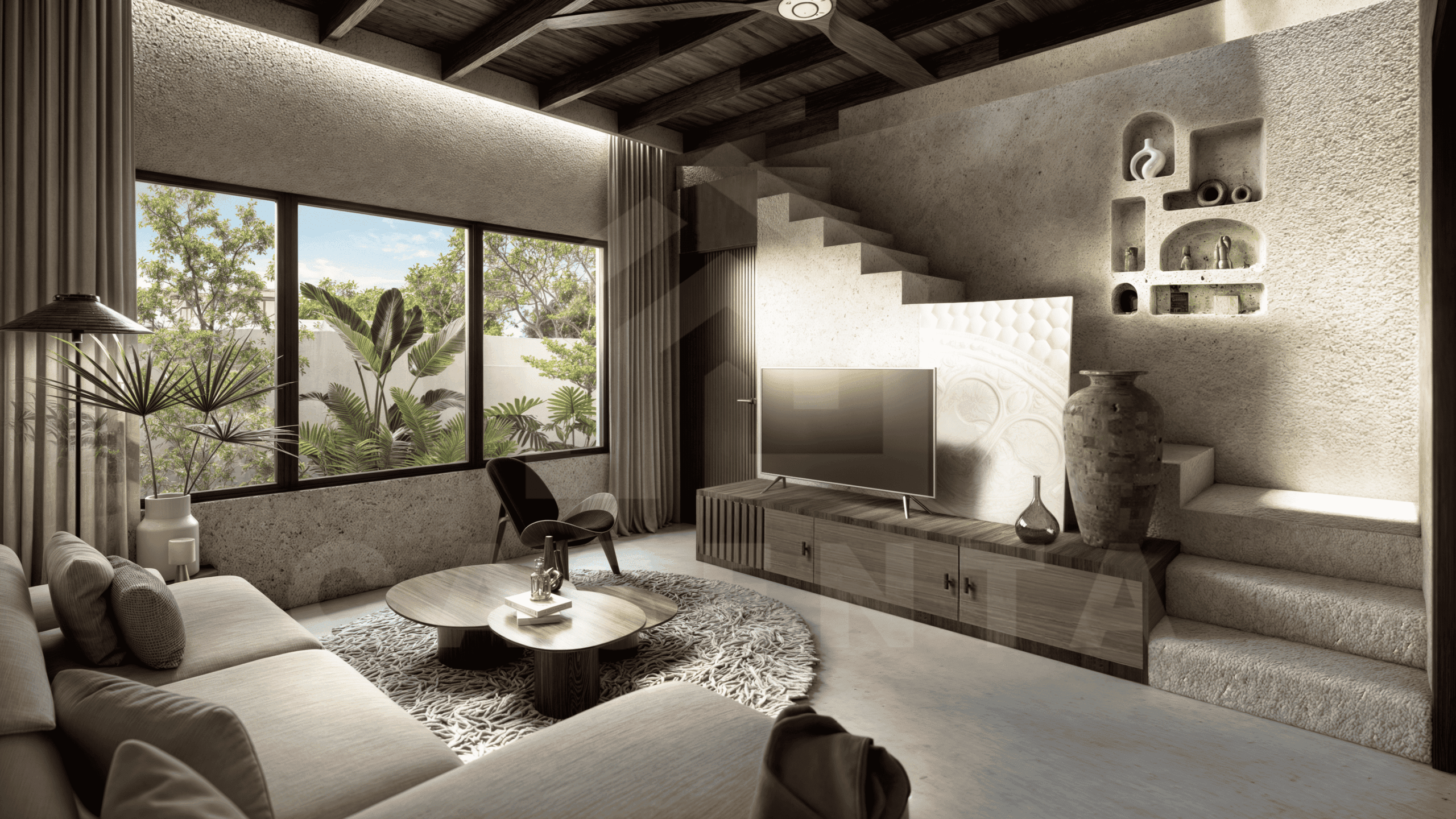 Living room inside stunning 2 bedroom villa in Uluwatu