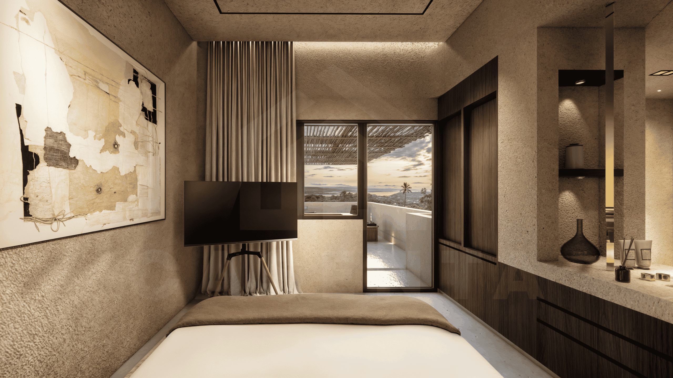 Bedroom inside stunning villa in Uluwatu