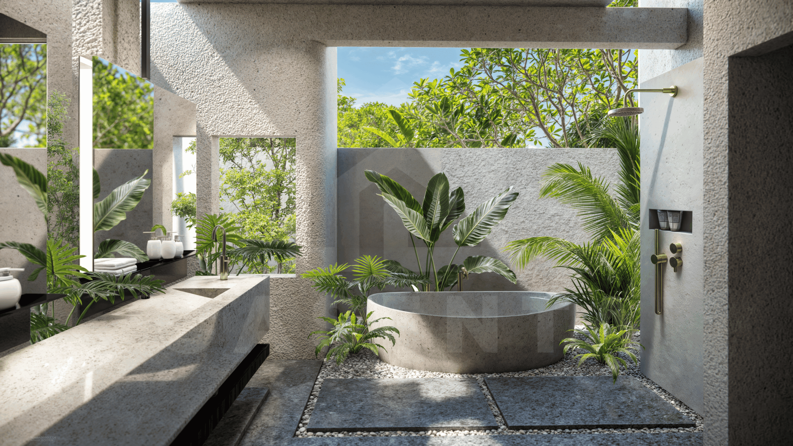 Bathroom inside stunning 2 bedroom villa in Uluwatu