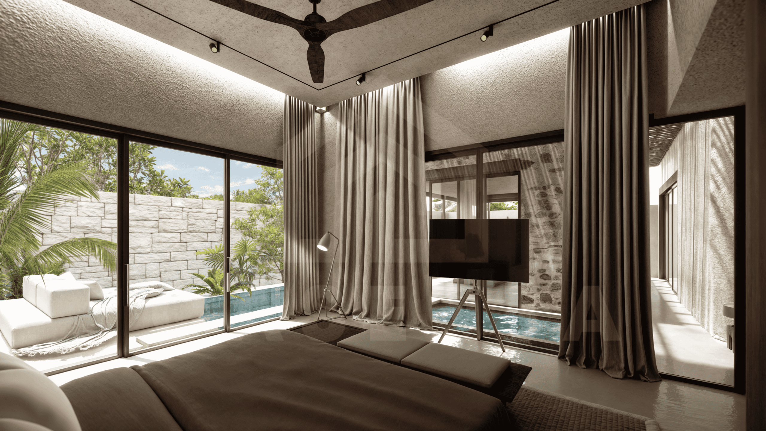 Bedroom inside stunning villa in Uluwatu