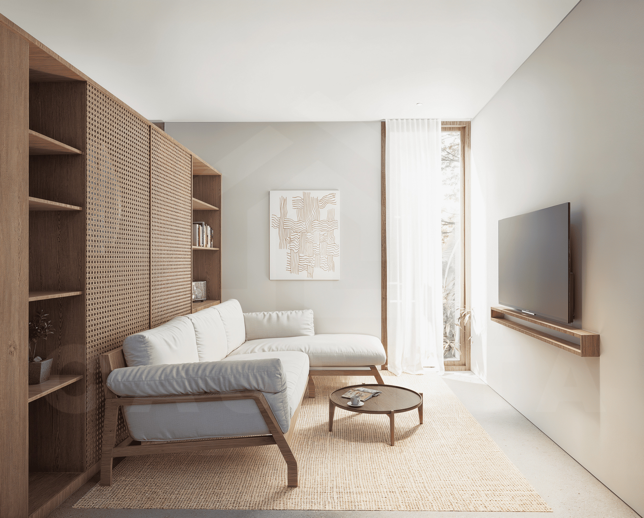 Living area inside modern apartment in Cepaka