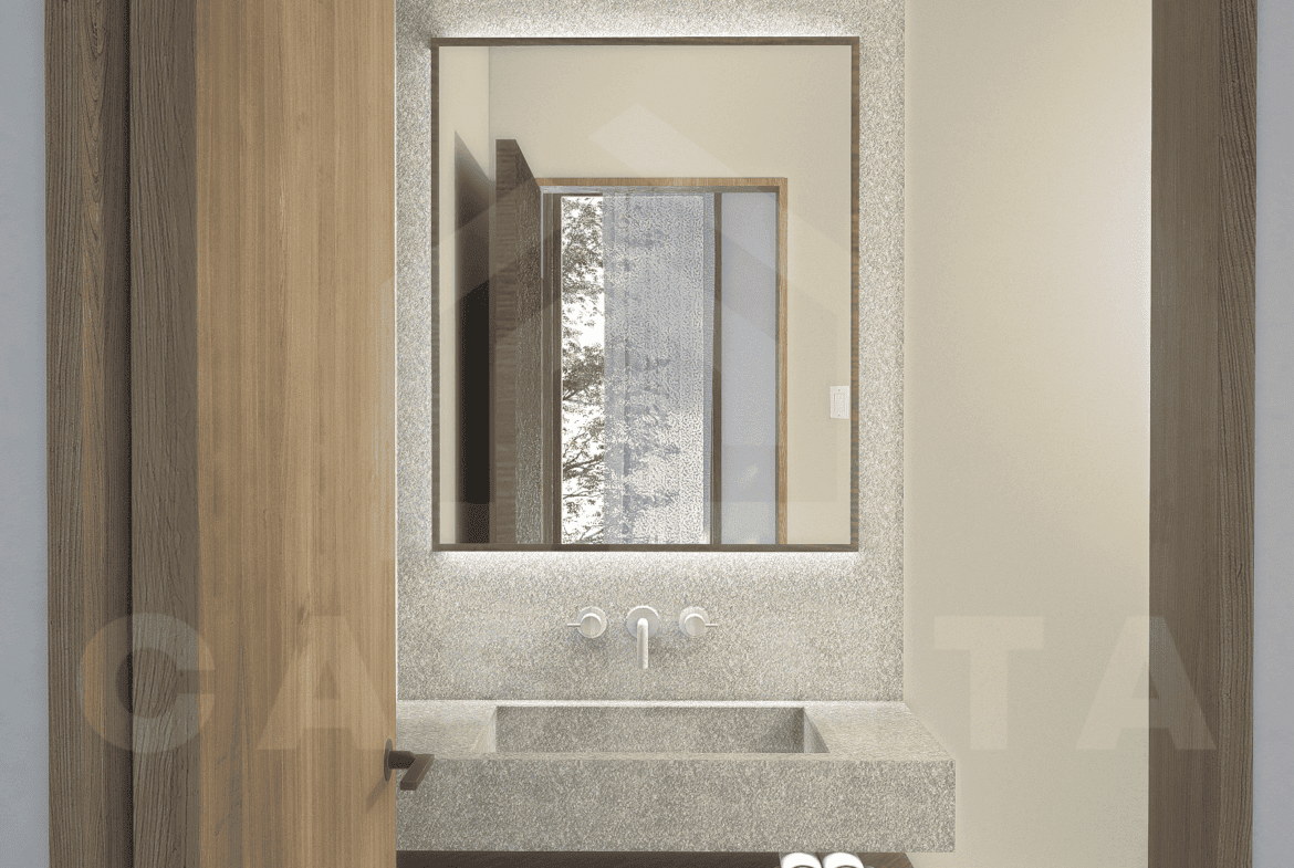 Bathroom inside modern apartment in Cepaka