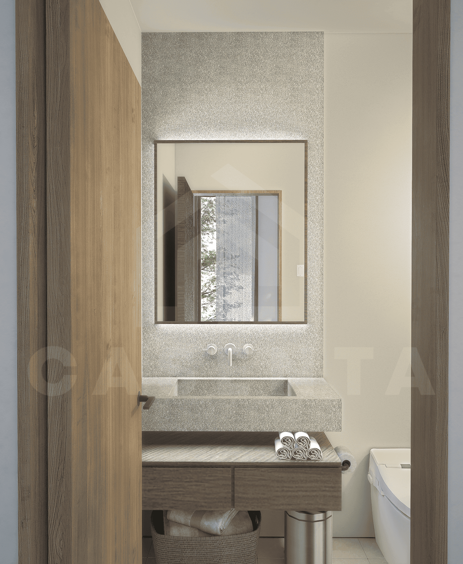 Bathroom inside modern apartment in Cepaka