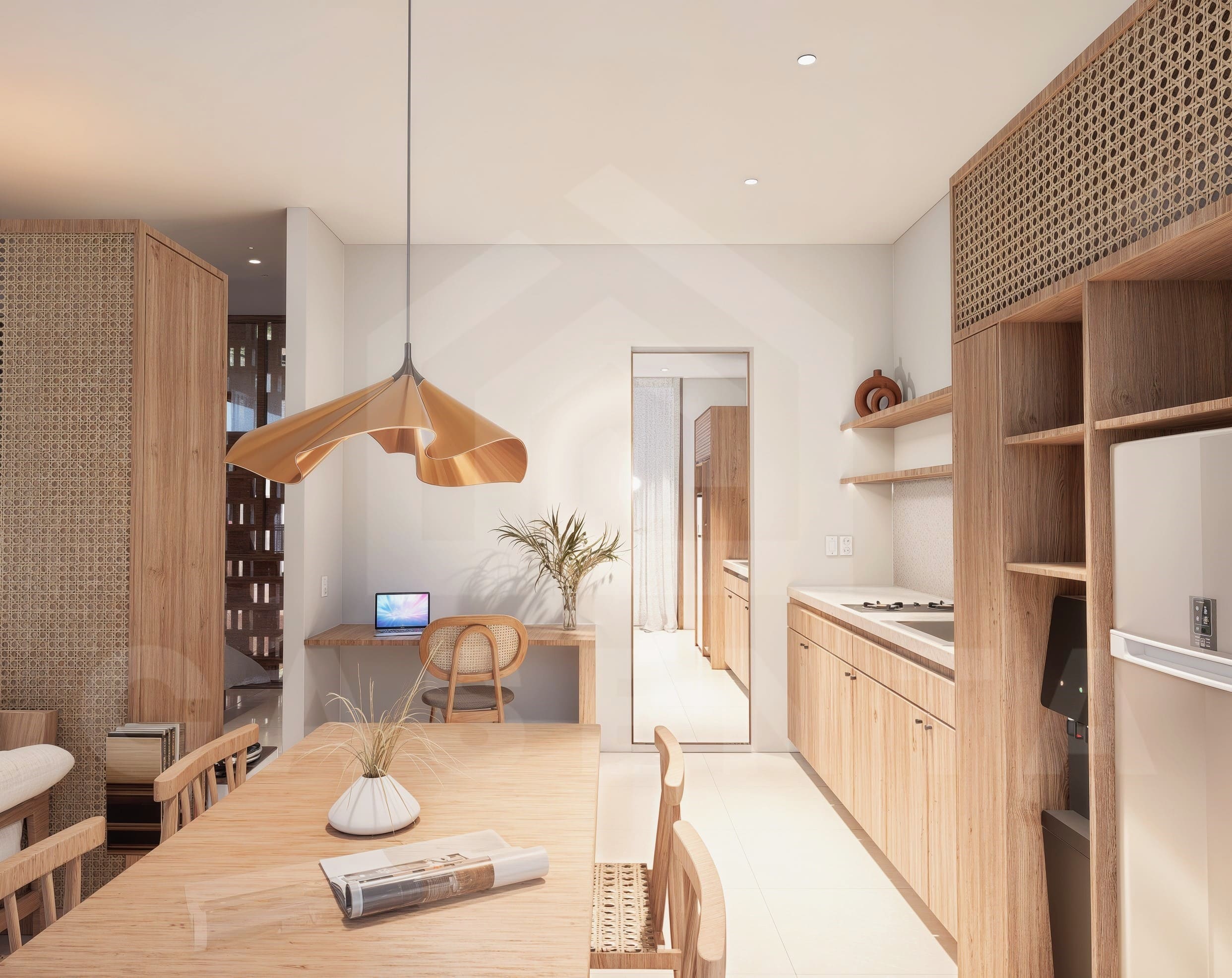 Kitchen/dining area inside modern apartment in Cepaka