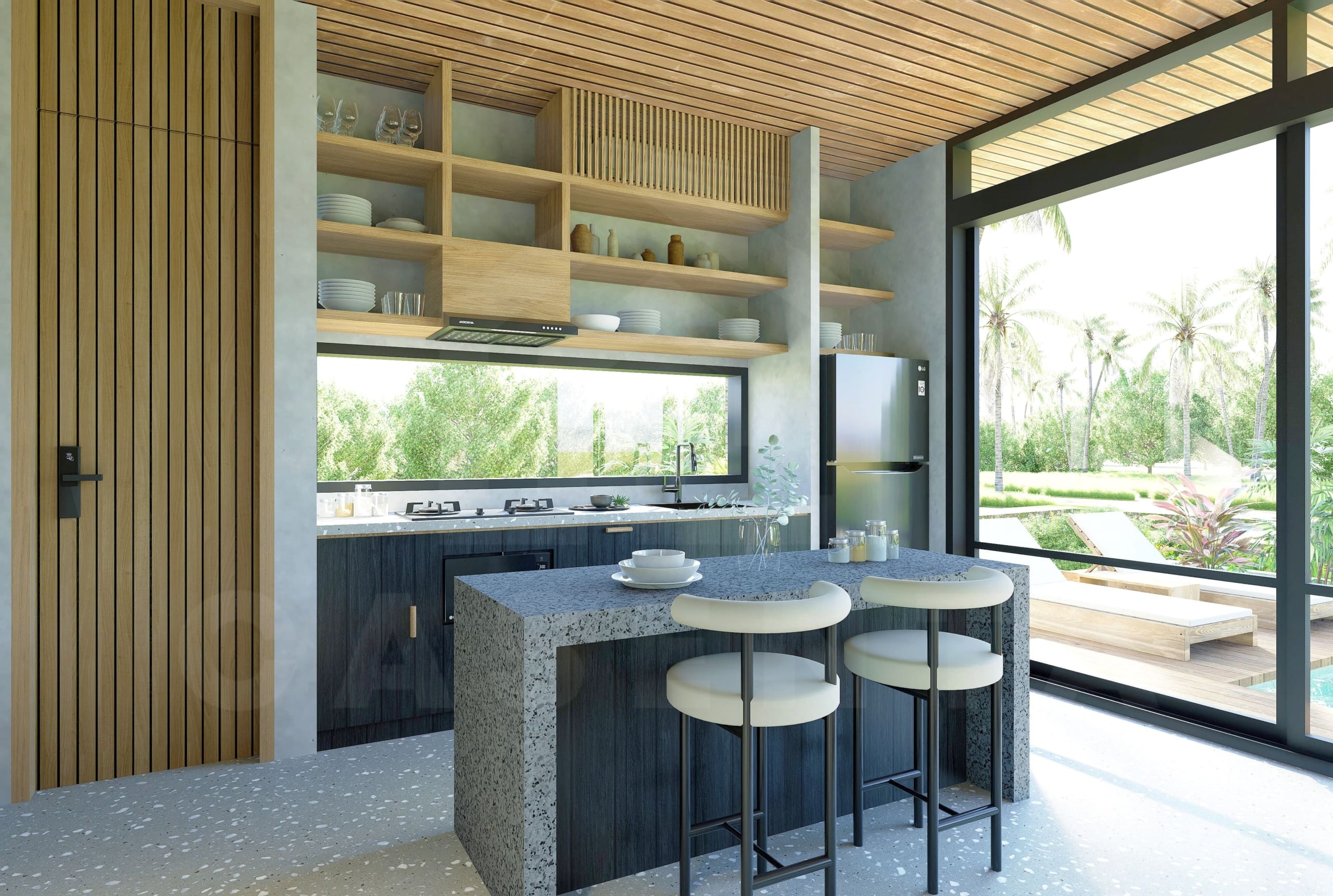 Kitchen/dining area inside an attractive 1 bedroom villa in Pererenan