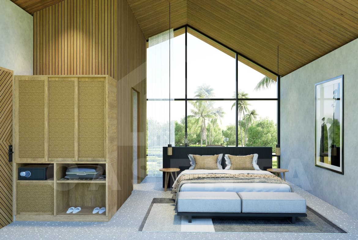 Bedroom inside an attractive villa in Pererenan