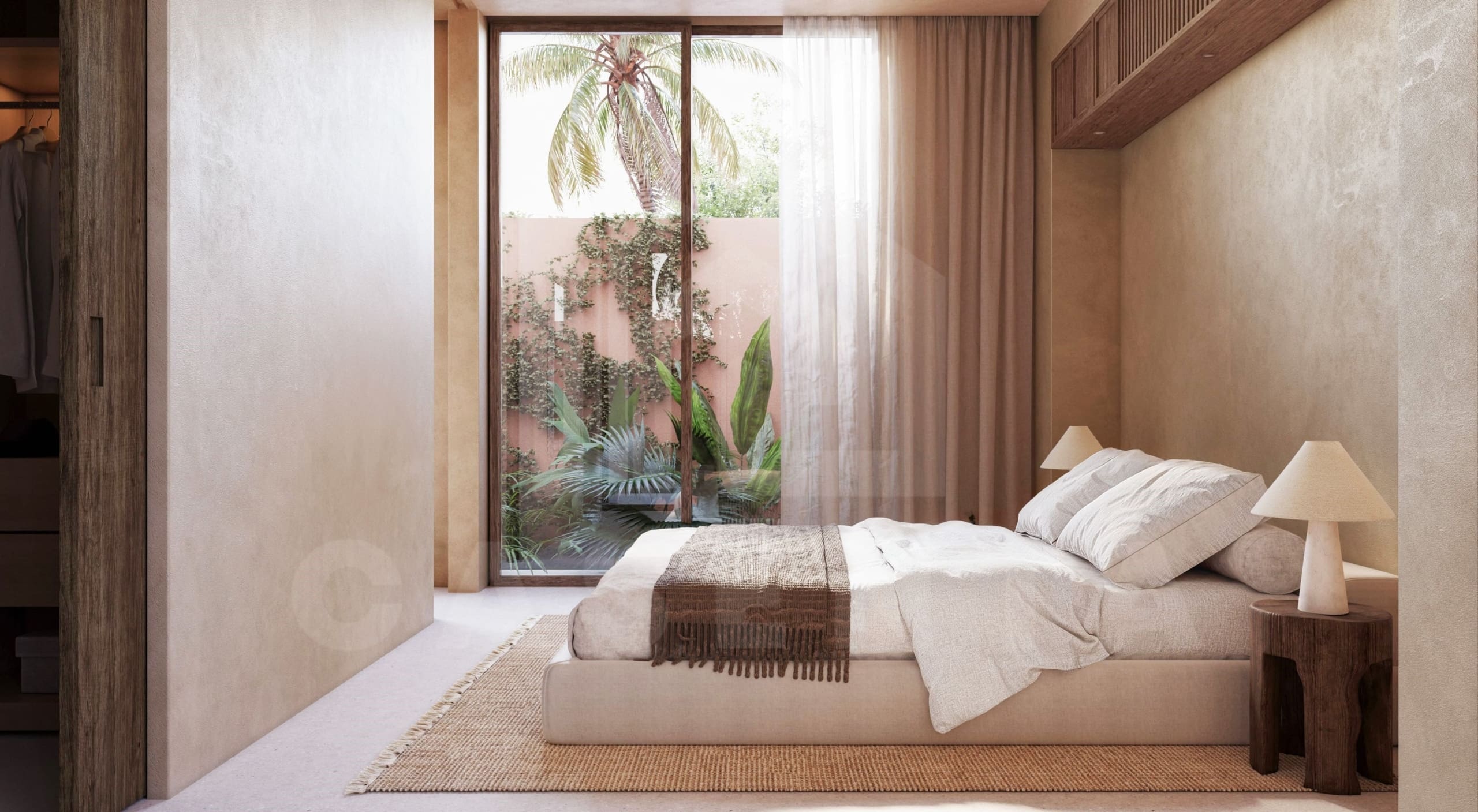 Bedroom inside villa close to Nyang Nyang beach